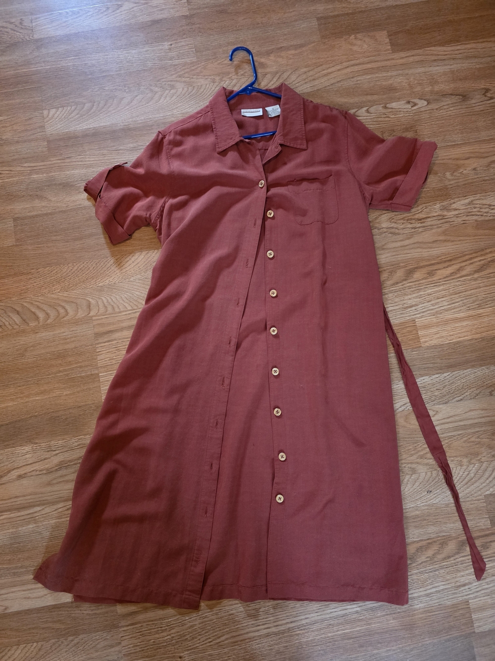 Expressions Button-Front Midi Dress in Rust